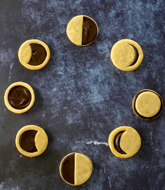 Moon Phase Cookies Fresh-made today and decorated to reflect the current phase of the moon