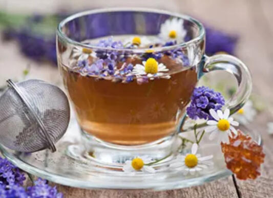 Twilight Blossom Lavender and chamomile tea steeped with honey, perfect for winding down after a spell or two.